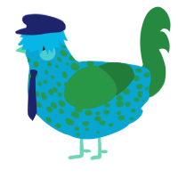 A cerulean and viridian chicken with a speckle pattern