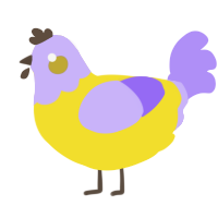 A yellow and lilac chicken with a head pattern