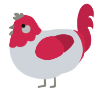 A mist and crimson chicken with a head pattern