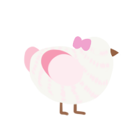 A white and rose chicken with a bar pattern