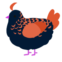 A tumblr and vermilion chicken with a half-lace pattern