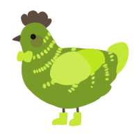 A chartreuse and lime chicken with a half-bar pattern
