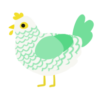 A white and spring chicken with a lace pattern