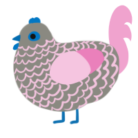 rochelle goyle, a ash and pink chicken with a lace pattern