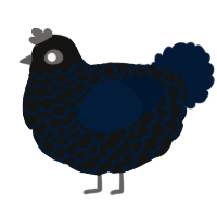 A black and tumblr chicken with a lace pattern