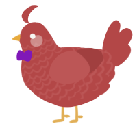 A red chicken with a lace pattern