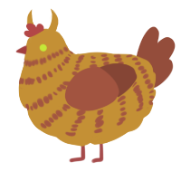 A gold and russet chicken with a bar pattern
