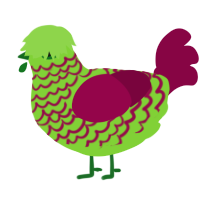 A grass and maroon chicken with a lace pattern