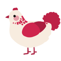 A cream and crimson chicken with a neck-speckle pattern