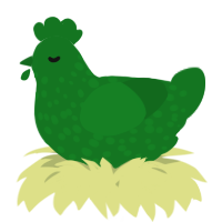 A leaf chicken with a speckle pattern