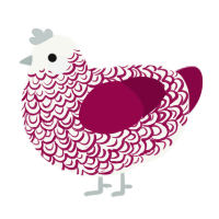 Yuletide, a white and maroon chicken with a double-lace pattern