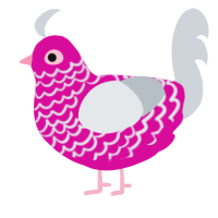 A fuchsia and mist chicken with a lace pattern