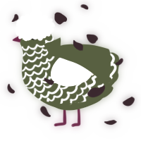 A olive and cream chicken with a lace pattern