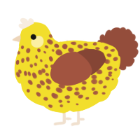 A yellow and russet chicken with a speckle pattern