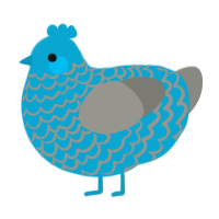 A cerulean and ash chicken with a lace pattern