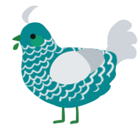 A teal and mist chicken with a lace pattern