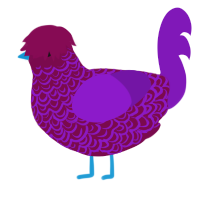 mildred, a wine and violet chicken with a double-lace pattern