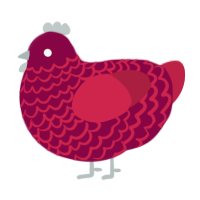 A maroon and crimson chicken with a lace pattern