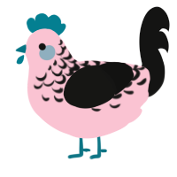 A rose and black chicken with a half-lace pattern