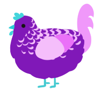 A violet and lavender chicken with a half-lace pattern