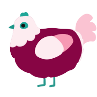 A maroon and rose chicken with a head pattern