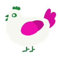 A white and fuchsia chicken