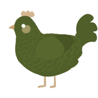 A olive chicken with a lace pattern