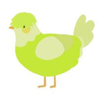 A lime and lemon chicken with a head pattern