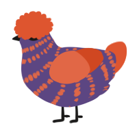 A overcast and vermilion chicken with a bar pattern