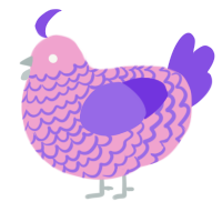 The Pinkurpler, a pink and blurple chicken with a lace pattern