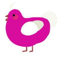 A fuchsia and white chicken