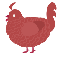 A red chicken with a lace pattern