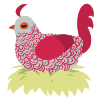 A silver and crimson chicken with a double-lace pattern