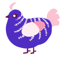 A indigo and rose chicken with a half-bar pattern