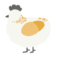 A white and honey chicken with a neck-speckle pattern