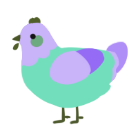 Unicorn Vomit, a mint and lilac chicken with a head pattern