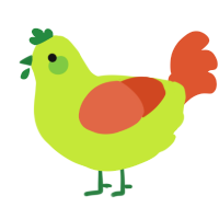 A lime and vermilion chicken