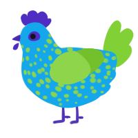A sky and grass chicken with a speckle pattern