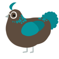 A bark and teal chicken with a neck-speckle pattern