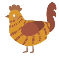 A orange and russet chicken with a bar pattern
