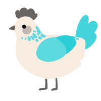 A cream and aqua chicken with a neck-speckle pattern