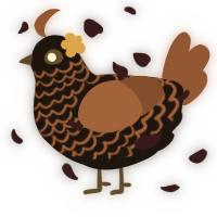 A sable and russet chicken with a lace pattern