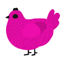 A fuchsia chicken with a lace pattern