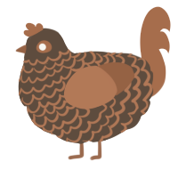 A bark and brown chicken with a lace pattern