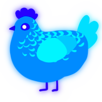 A sapphire and cerulean chicken with a half-lace pattern