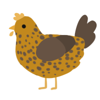 A ochre and bark chicken with a speckle pattern