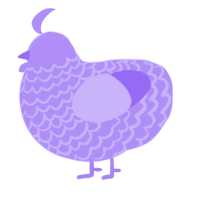 A lilac chicken with a lace pattern
