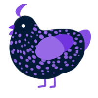 A tumblr and blurple chicken with a speckle pattern