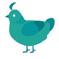 A turquoise and teal chicken with a neck-speckle pattern