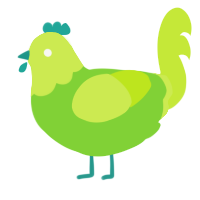 A grass and lime chicken with a head pattern